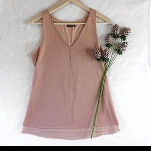 NWT Crosby Rose Blush Sleeveless Layered Blouse M